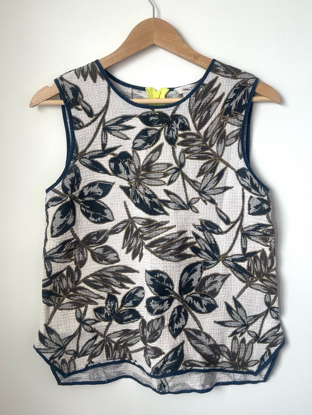 J. Crew Black and Brown Leaf Print Tank Top size 6